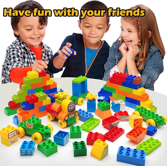 CONVENTEJOY 150 Pcs Classic Building Blocks Set for Toddlers 3-6, Large Building Bricks Train Educational Toy STEM Toys Compatible with Major Brands Gift for Kids