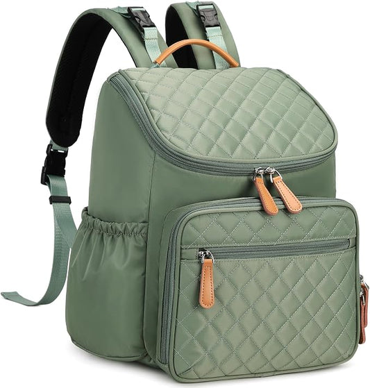 LORADI Lightweight Diaper Bag Backpack with Stroller Clips, Insulated Pockets, Baby Shower Essentials, Green