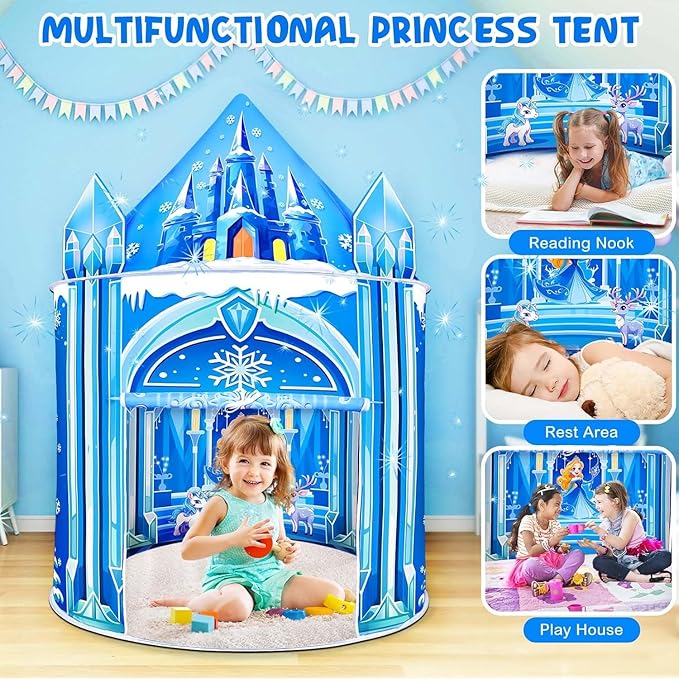 Mnagant Princess Play Tent,Kids Toys for Girls,Ice Castle Kids Tent Indoor and Outdoor, Large Imaginative Playhouse 51" X 40" with Carrying Bag for 3-12 Years Old Girls Gift