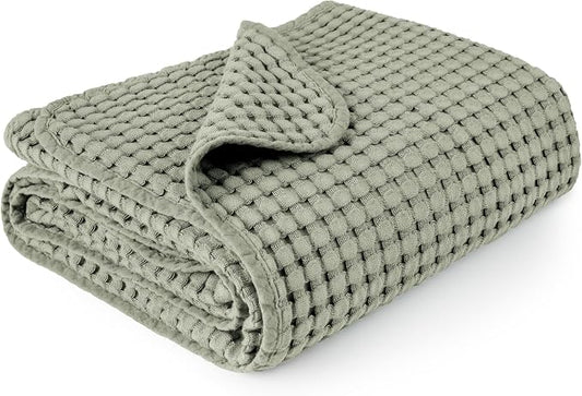 Konssy Waffle Baby Blanket - Soft & Cozy Nursery Swaddle Blanket, Lightweight Toddler Throw for Boys & Girls, Ideal for Wrapping(Amy Green)