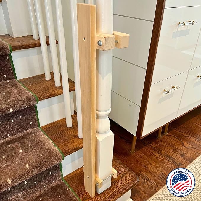 Cardinal Gates Gate Installation Kit - 32 Inch Stairway Banister Clamp - Hole & Adhesive Free - Fits Round or Square Profiles - Compatible with Hardware & Pressure Mounted Gates - Made in USA