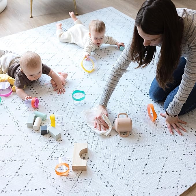Little Landings Baby Play Mat for Floor - Boho (6x8ft) - Premium EVA Foam Play Mat for Babies & Toddlers (Ages 0-5+) - Non-Toxic Playmat for Tummy Time, Crawling & Playroom - Stylish & Comfortable