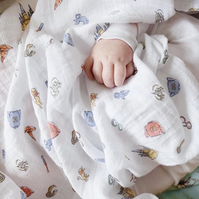aden + anais Swaddle Blanket, Boutique Muslin Blankets for Girls & Boys, Baby Receiving Swaddles, Ideal Newborn & Infant Swaddling Set, Perfect Shower Gifts, 2 Pack, Hogwarts Essentials