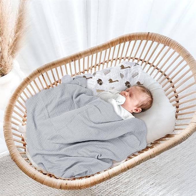 lulumoon Baby Muslin Swaddle Blankets: Soft Receiving Blanket for Newborn - Cotton Swaddling Blanket for Neutral 3Pack