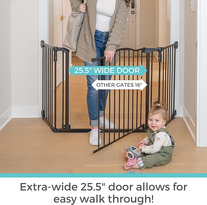 Toddleroo by North States - Deluxe Décor Safety Gate: Hardware Mounted Extra Wide Metal Baby Gate - Adjustable Child Gate - 38.3 to 72 Inches Wide - 30 Inches Tall - Matte Bronze