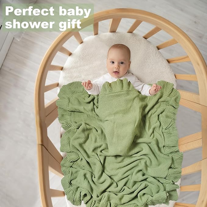 Knit Baby Blanket ??30"x40" Baby Blanket for Newborn Girl and Boy ??Receiving Swaddle Blanket??Soft Knitted Baby Blanket ??Baby Gifts for Baby Shower (Khaki)