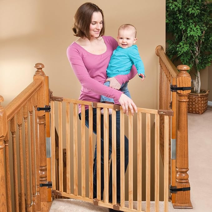 2 Pcs No Hole Stairway Baby Gate Adapter - Fits Round & Square Banisters, Compatible with Most Hardware and Pressure Mount Baby Gates Up to 37 inches Tall