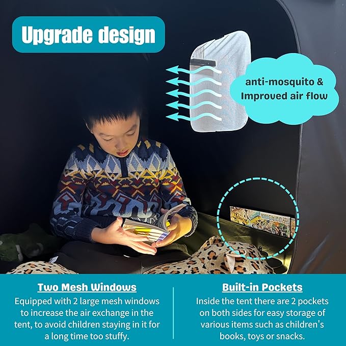 Sensory Tent for Kids with Autism, ADHD, SPD - CPC Certification Large Size 47x47in Calm Corner Helps Children Adults Relax, Reduce Anxiety & Improve Focus - Pop-up Blackout Play Tent