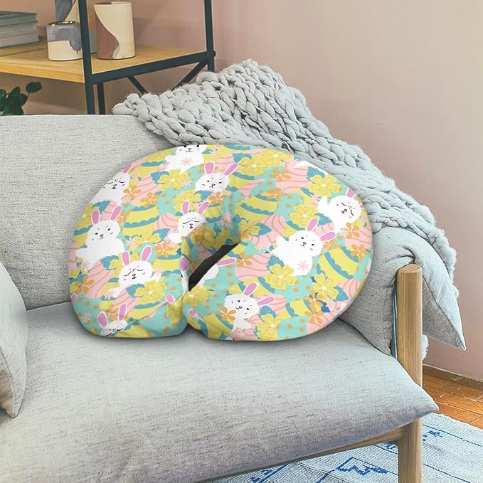 Cute Rabbit Eggs Nursing Pillow Cover, Stretchy Soft Fabric Removable Covers for Breastfeeding Pillows Safely Fits On Standard Infant Nursing Pillows