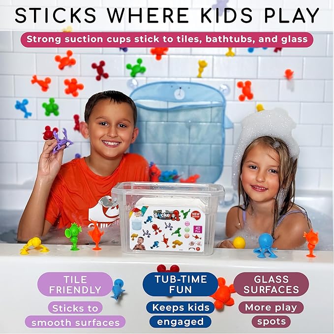ODELA Genius Sucker Toys 42PCs Sea Animals Edition ??Fun Colorful Toddler Bath Toy Animal Toys for Toddlers 1-3 ??Safe and Durable Materials ??Educational and Cute Designs ??Ideal for Bath Time, Pool