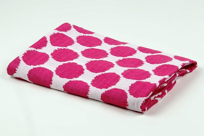 Bacati - 4 Pack Ikat Baby Swaddle Blanket Girls Swaddle Wrap Soft Breathable Cotton Muslin Swaddle Blankets Receiving Blanket for Girls, Large 45 x 45 inches (Dots/Leopard Pink/Chocolate)