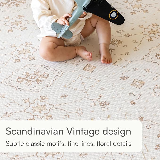 Lillefolk Baby Play Mat for Floor – 6x8ft Vintage Vanilla |PFAS Free Non Toxic Premium EVA Foam Tiles for Tummy Time, Crawling & Playpen – No Loose Edges Floor Mat for Babies & Toddlers (12 Tiles)