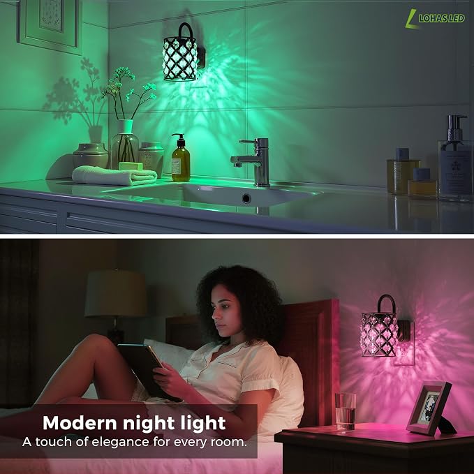 L LOHAS LED Night Light,Plug in Night Light with Dusk to Dawn Sensor,Adjustable Brightness, RGB Color Changing nightlight for Bathroom Hallway Kitchen