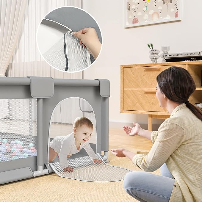 79"×71" Extra Large Baby Playpen, Big Playpen for Babies and Toddlers, Gap-Free, Climb-Proof Play Yard, Spacious Baby Play Pen with Zippered Door and Storage Bag