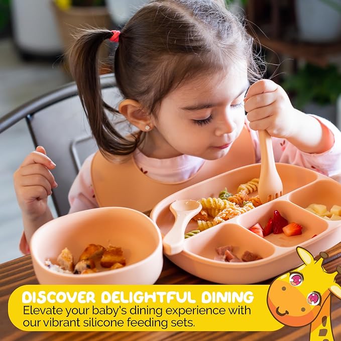 Baby Feeding Set in Apricot Color Complete BLW Supply Essentials (7 Piece Set)