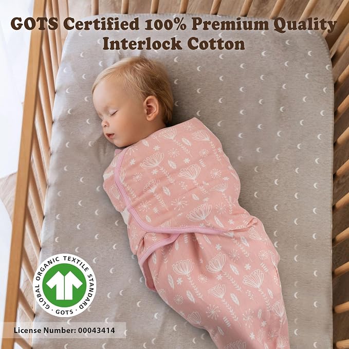 Organic Preemie Swaddles 4-7 lbs - 3-Pack Premature Babies Swaddle Sleep Sack - Premature Infant Sleeping Sack - Easy Adjustable Baby Swaddle Blanket Wrap Boy Girl (Rose Pink)