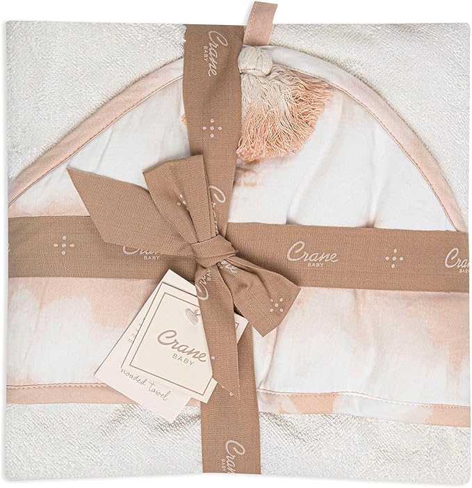 Crane Baby Hooded Towel - 100% Cotton & Terry Cloth, Pink Tie-Dye, 30" x 30", Hooded Baby Beach & Bath Towel
