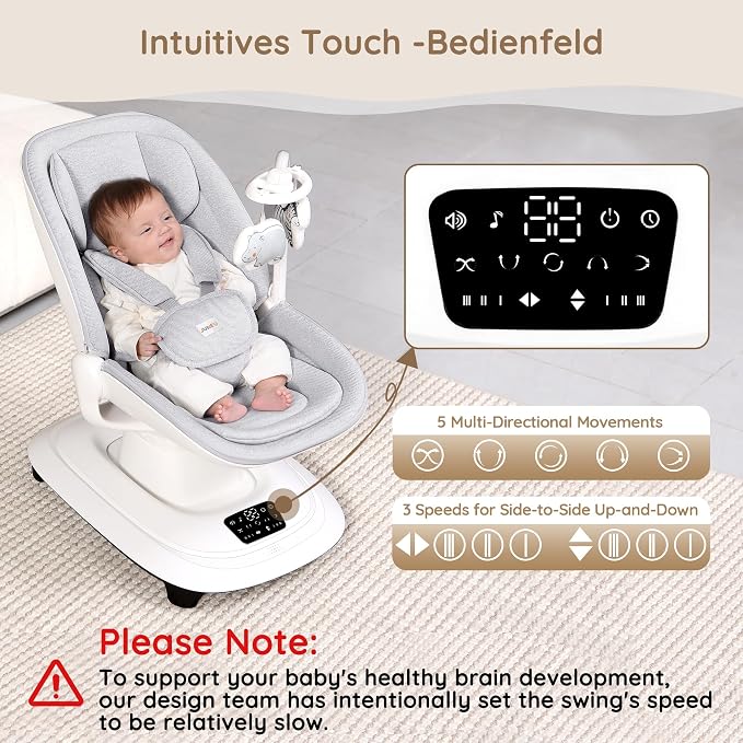 Baby Swings for Infants, Electric 3D-Motion Baby Swings with 7 Modes, 5-Point Harness, APP Control, 12 Preset Melodies, Indoor Toddler Swing for Boys Girls, Newborn Nursery Essentials (7-33lbs)