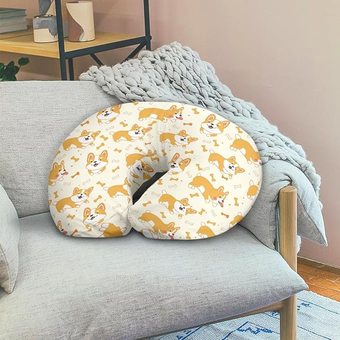 Cute Corgi Nursing Pillow Covers Slipcovers for Breastfeeding Moms, Ultra Soft Breathable Feeding Pillow Slipcover for Baby Boy Girl