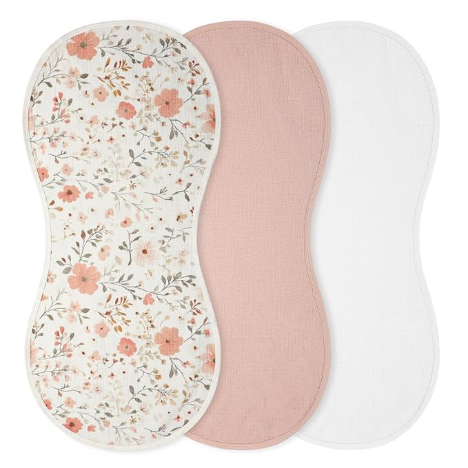 Hahafelt 3 Pcs Changing Pad Liners Fits in Peanut Shape Changing Pad Waterproof Diaper Mats Organic Cotton Peanut Mats are Warm on a Baby's Back, Washable Reusable(Fresh Style,White)