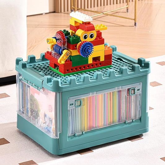 Lego Duplo Storage Collapsible Storage Box for Lego Blocks Toys Organizer Storage for Kids Toy Stackable Building Blocks with Lids Toy Chests with Compartments for Boys and Girls 21QT