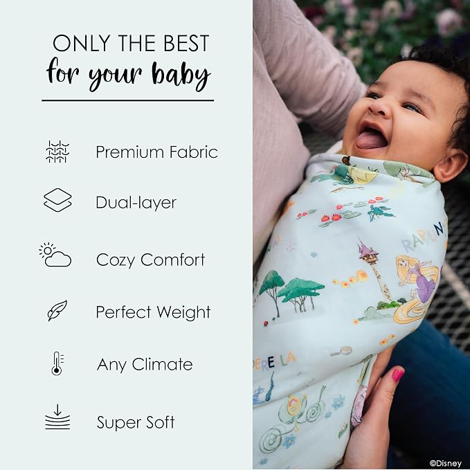 Milk Snob Disney Enchanted Kingdoms Baby Girl Swaddle Blanket, Soft Receiving, Security Bed and Play Blanket, Toddler and Infant Baby Bedding Registry and Shower Gifts, Newborn Essentials, 35x35