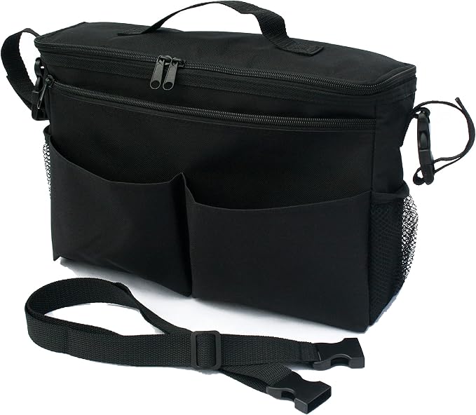 J.L. Childress Cool 'N Cargo Stroller and Wagon Cooler and Organizer - Universal Fit - Insulated - Attaches to Strollers, Wagons, Walkers and Wheelchairs - Large Capacity - Black