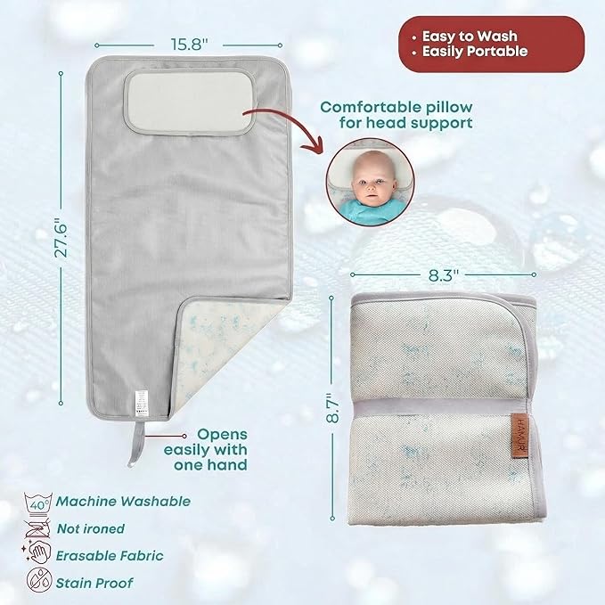 Hamur Home Portable Changing Pad ??Waterproof, Washable & Easy Wipe Clean, Foldable Travel Baby Changing Mat for Diaper Bag, Compact & Lightweight, Must-Have for Newborns (Solid Green)