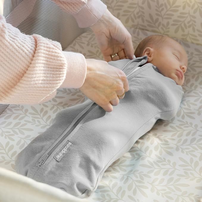 SwaddleMe by Ingenuity Compression Baby Swaddle Pod, Two-Way Zipper for Easy Diaper Changes, Improves Sleep & Calms Startle Reflex, 0-2 Months, 1.0 TOG, 2-Pack - I Heart You