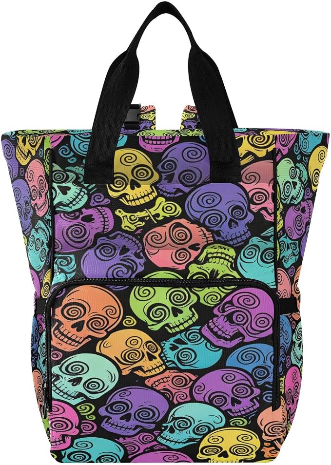 Vintage Skull Peonies Diaper Bag Insul Bottles Stroller Straps