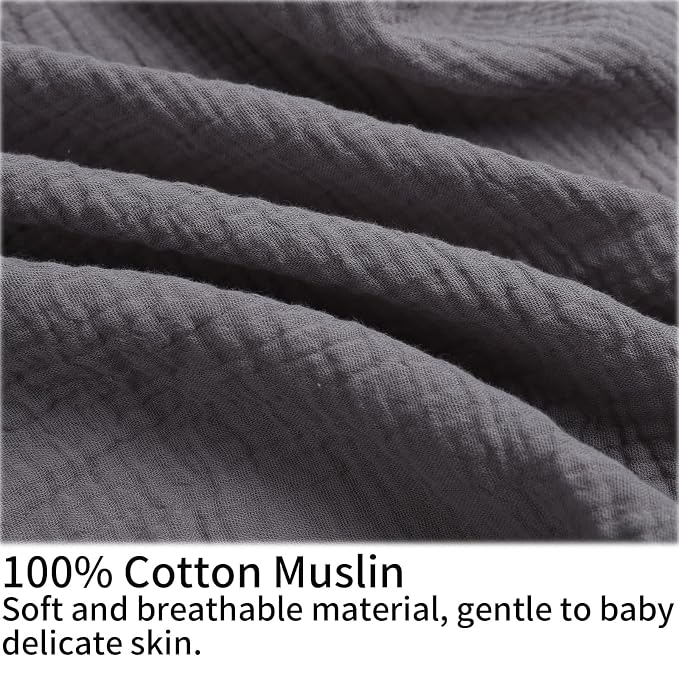 Onacosht Muslin Nursing Pillow Cover Soft 100% Cotton Feeding Pillow Slipcover Fits Standard Infant Nursing Pillow for Baby Boy and Girl, Grey