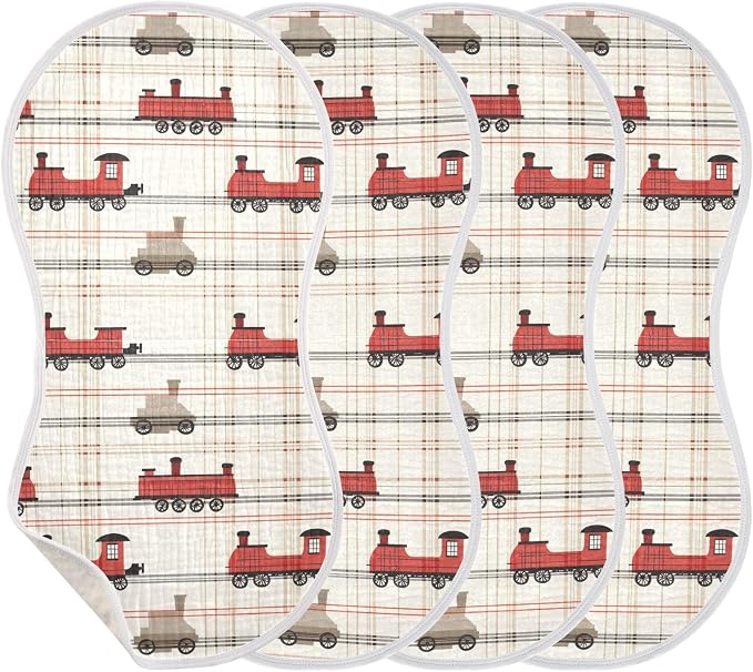 vvfelixl Intage Steam Train Burp Cloths for Baby Boy Girls Baby Washcloths Burp Rags 1 Pack