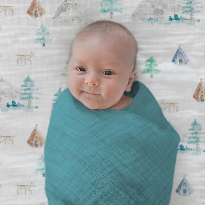 SwaddleDesigns Cotton Muslin Swaddle Blankets for Babies, Set of 4, Neutral Receiving Blankets for Newborn, Baby Registry & Gift, 46x46 inches, Paradise