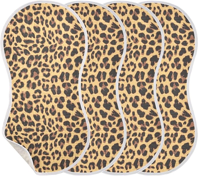 Muslin Burp Cloths for Baby Boys and Girls - 1-Pack Ultra Absorbent Leopard Print Muslin Washcloths, Newborn Towel, Milk Spit Up Rags, Burp Cloth Bib for Unisex, 22 x 11 Inch