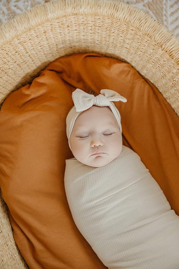 Copper Pearl Swaddle Blankets for Newborns | Soft Stretchy Receiving Blankets for Boys and Girls | Large 46 x 46 Inch Baby Blankets | Lightweight and Breathable Swaddles | Moonstone