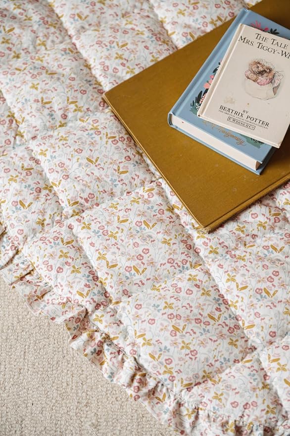 Pehr Baby Play Mat, Floret | Ultra-Soft Quilted 100% Cotton Exterior with Plush Polyester Fiberfill | for Tummy & Playtime | 40??Diameter
