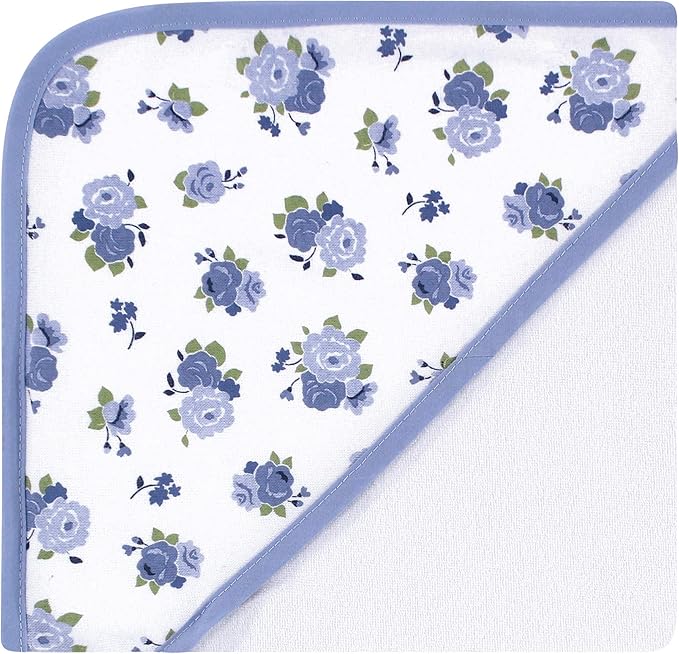 Luvable Friends Unisex Baby Cotton Terry Hooded Towels, Floral, One Size (Pack of 2)