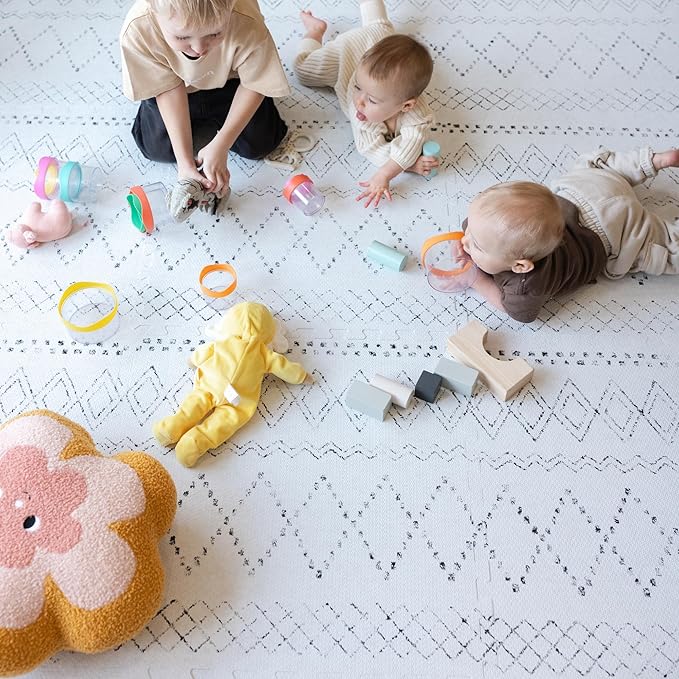 Little Landings Baby Play Mat for Floor - Boho (6x6ft) - Premium EVA Foam Play Mat for Babies & Toddlers (Ages 0-5+) - Non-Toxic Playmat for Tummy Time, Crawling & Playroom - Stylish & Comfortable