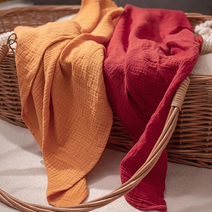 Muslin Receiving Blankets, Neutral Blanket Swaddling for Newborn Boys and Girls, 5 Pack Breathable and Skin-Friendly Swaddle Wrap for Infant Baby (Fresh Colors)