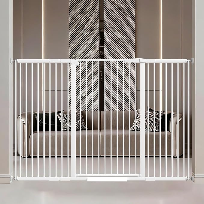 AiWMGL 40.55" Tall, 53.74-61.61 Inch Wide, 1.37" Ultra Narrow Spacing Dog Pet Baby Gate Indoor for Doorway Hallway, Pressure Mounted 54 55 56 57 58 59 60 61 Inches Wide
