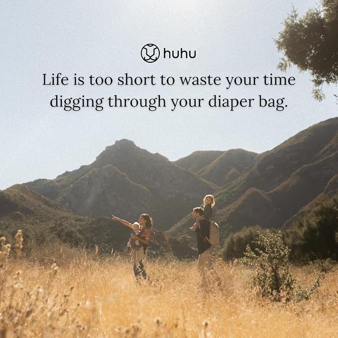 Huhu Diaper Bag Backpack – Large Baby Bag for Moms & Dads – Water-Resistant, Unisex Travel Kit for New Parents – Includes Changing Pad and 2 Organizer Pouches (Midnight Black)