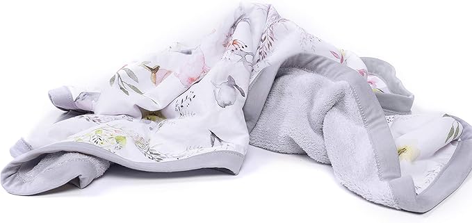 Oilo Baby Blanket, Luxury Soft Plush Chenille Backing & Organic Cotton Jersey Print, Double Layered, 30" x 40", Rolled Jersey Edge Trim, Machine Washable, Perfect for Infant or Toddlers, Woodland Fawn