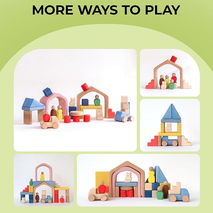 AVDAR Wooden Building Blocks for Toddlers 2-4 Years, Wooden Blocks Ages 1-3 Montessori Toys (Mom's Choice Award Winner)