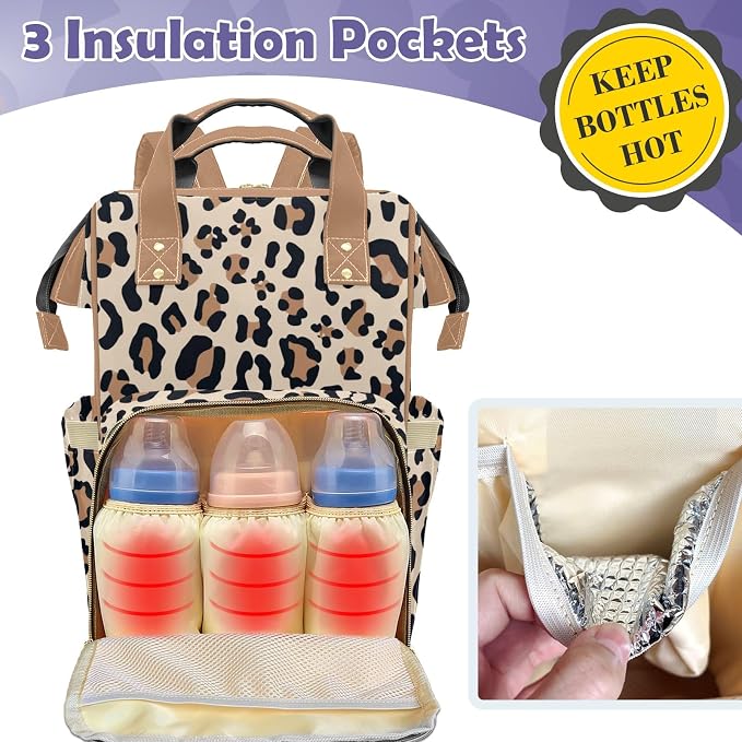 Custom Diaper Bag Backpack, Upgraded Large Capacity Baby Bag with Insulated Pockets, Personalized Diaper Changing Backpack for Boys & Girls, Floral