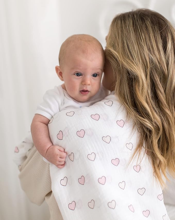 SwaddleDesigns Marquisette Receiving Swaddle Blanket for Baby Boys & Girls, Soft Premium Cotton Muslin, Best Shower Gift, Pastel Pink Simple Stripes, Parent Picks Award Winner