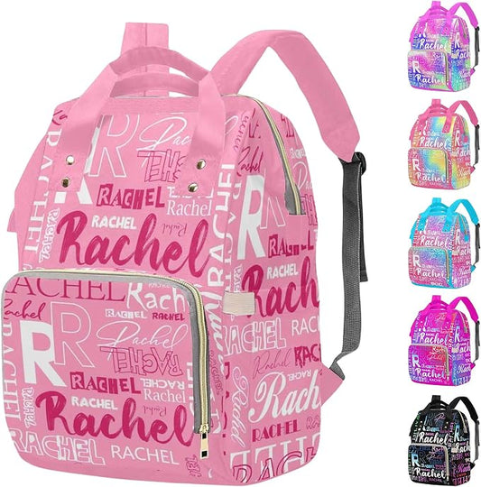 M YESCUSTOM Custom Diaper Bag Backpack for Girls Boys Large Capacity with Pockets Personalized Baby Diaper Bags for Mom Waterproof Nappy Baby Bag with Name Mothers Day Gift Pink