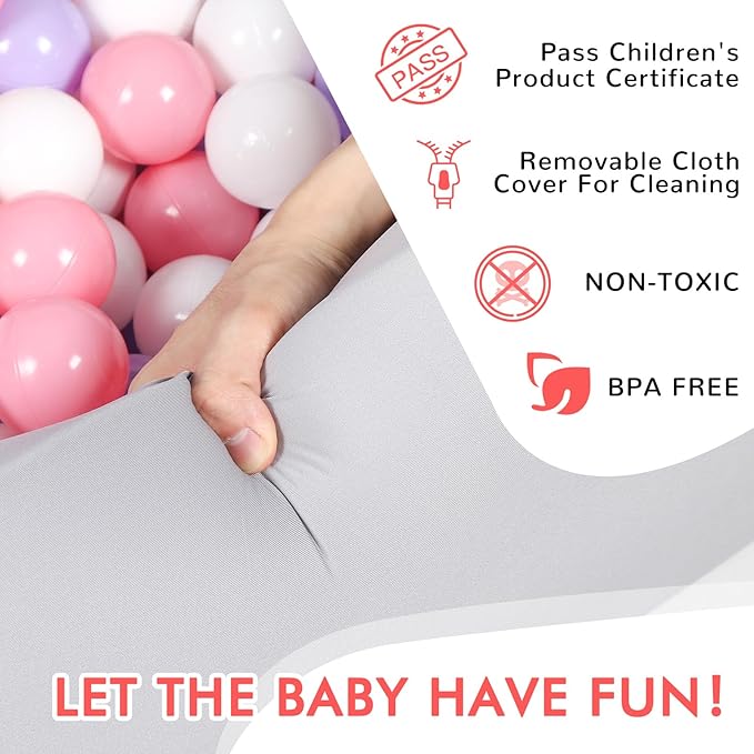 Large Size Soft Foam Ball Pit 47 x 35 x 14 Inch Rectangular, 2.7 Inch Wall Thickness Small Indoor and Outdoor Playground, Ideal Gift for Children (Balls Not Included), Gray
