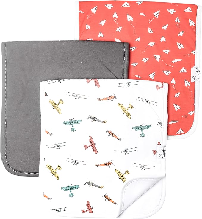 Copper Pearl Premium Baby Burp Cloths - 3-Pack Large Cotton Burp Cloths, Extra Soft Spit Up Rags with 3 Absorbent Layers, Perfect for Baby Boy and Baby Girl Gifts