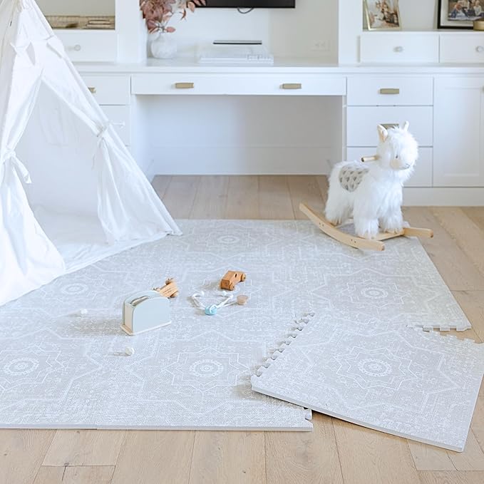Little Landings Baby Play Mat for Floor - Layla (6x6ft) - Premium EVA Foam Play Mat for Babies & Toddlers (Ages 0-5+) - Non-Toxic Playmat for Tummy Time, Crawling & Playroom - Stylish & Comfortable
