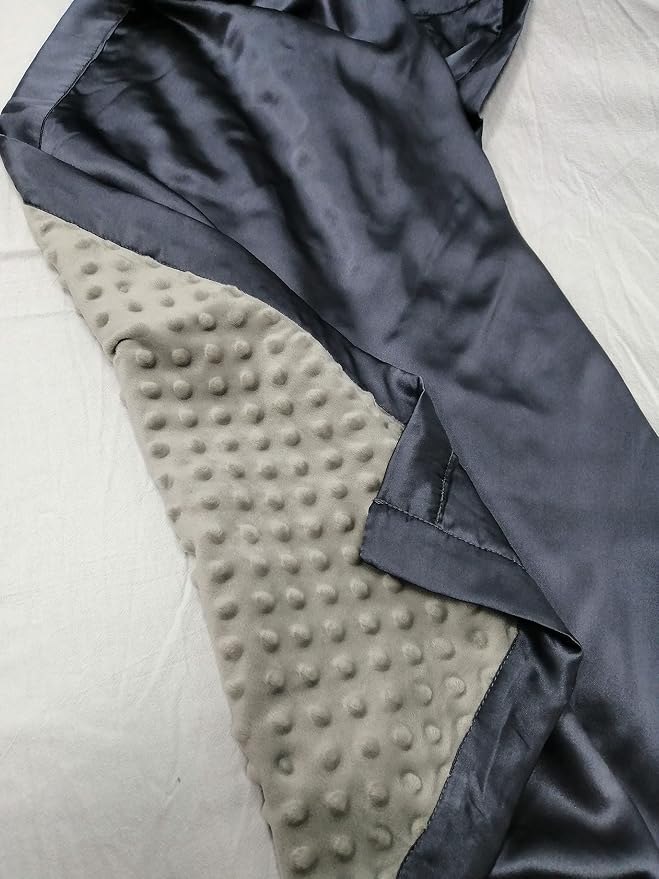 Baby Soft Silk Blanket - 100% Mulberry Silk On One Layer with Minky Plush Dot Blanket Backing - Reversible Double Layer, Gift for Girls/Boys Best for Summer (28 x 40 inch, Dark Grey)
